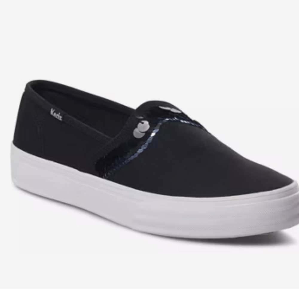 Keds black and white slip‎ on sneakers espadrilles with sparkles